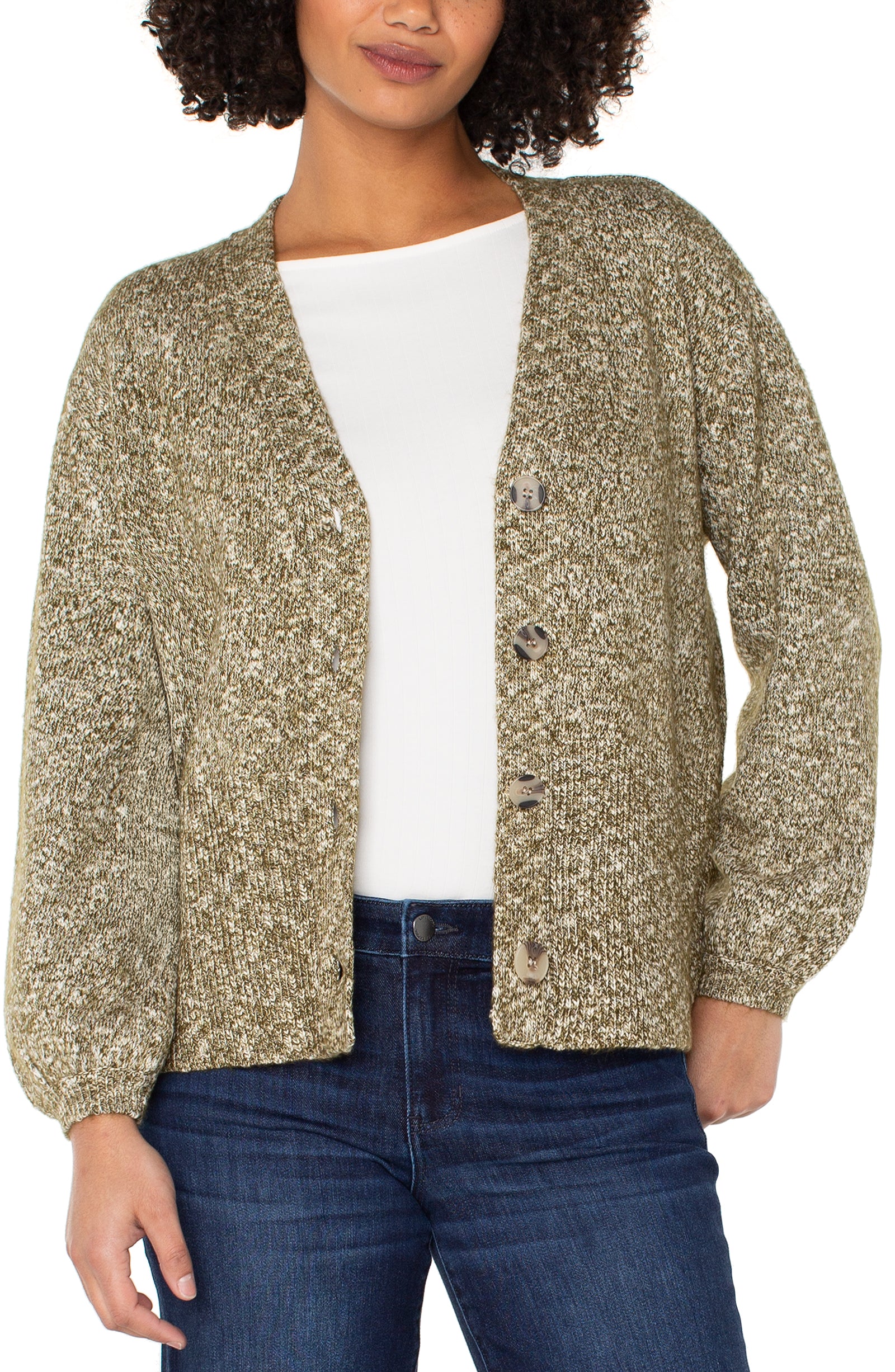Liverpool | Long Sleeve Button Front Cardigan Unbuttoned Front