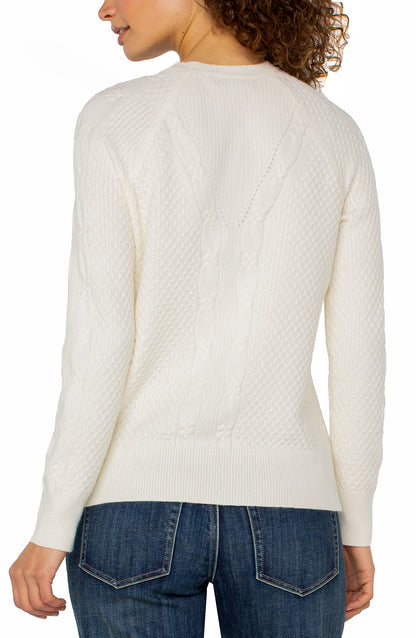  Liverpool | Long Sleeve Crew Raglan Sweater Alabaster Back