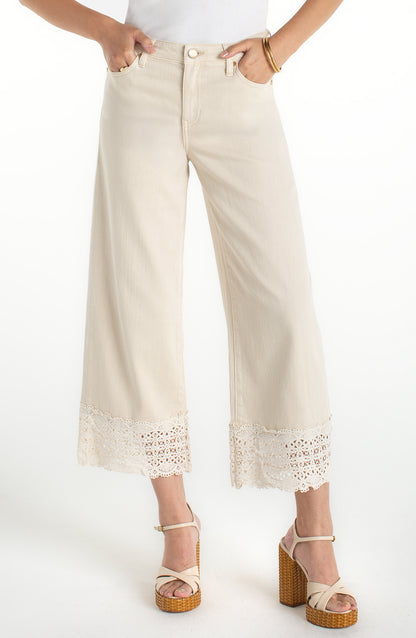 Liverpool | Stride Wide Leg W/ Lace Trim 27' Inseam