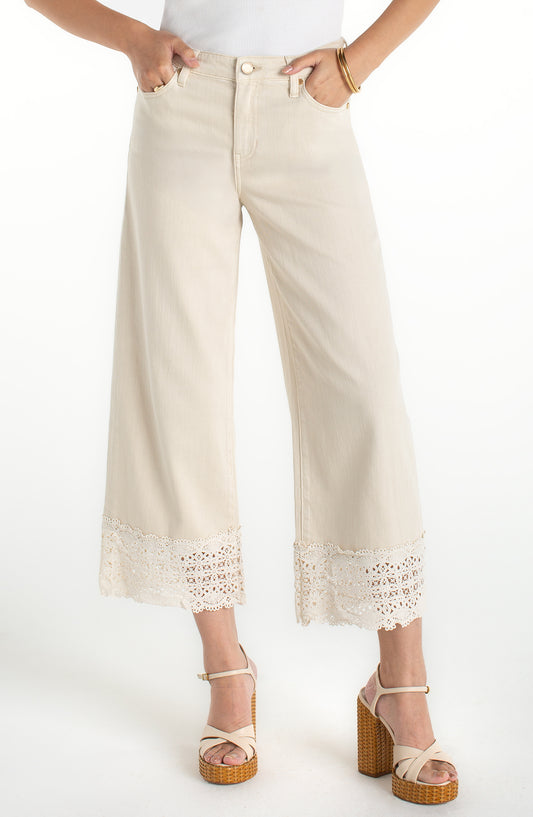 Liverpool | Stride Wide Leg W/ Lace Trim 27' Inseam