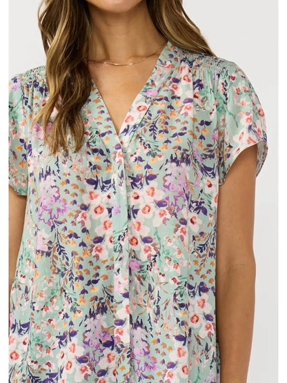 Lilac Whisper Flutter Sleeve Blouse