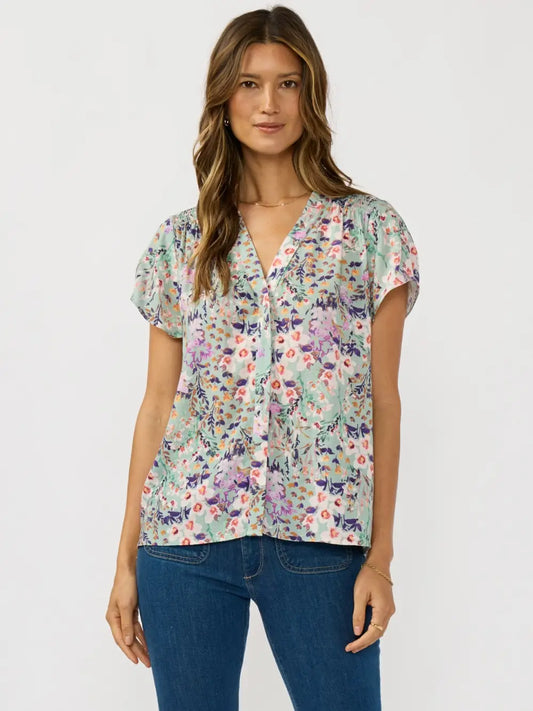 Lilac Whisper Flutter Sleeve Blouse