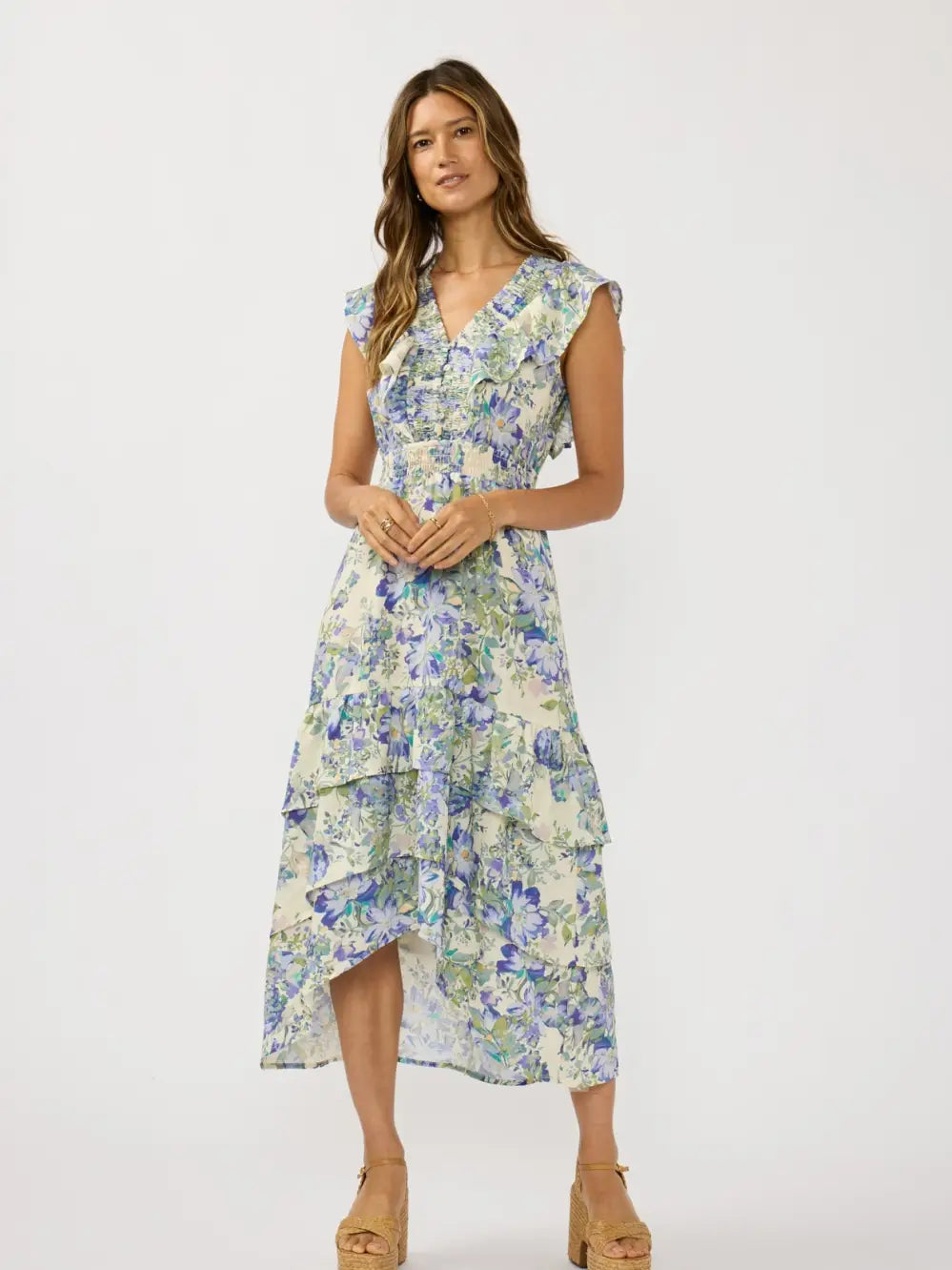 Cloverlane Ruffle Tiered Midi Dress