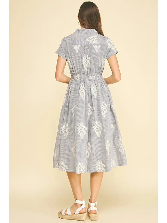 Leaf Embroidered Midi Dress