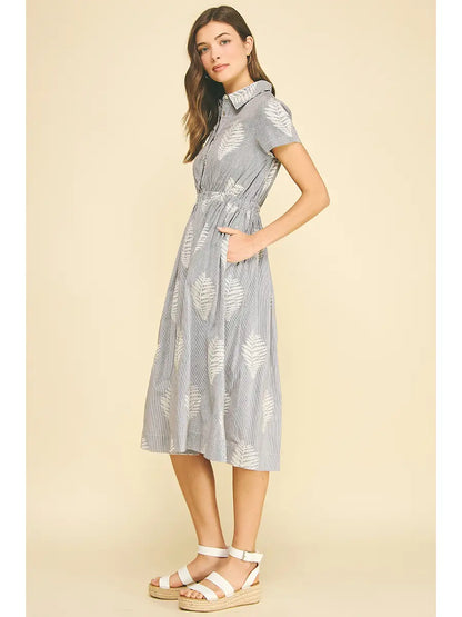 Leaf Embroidered Midi Dress