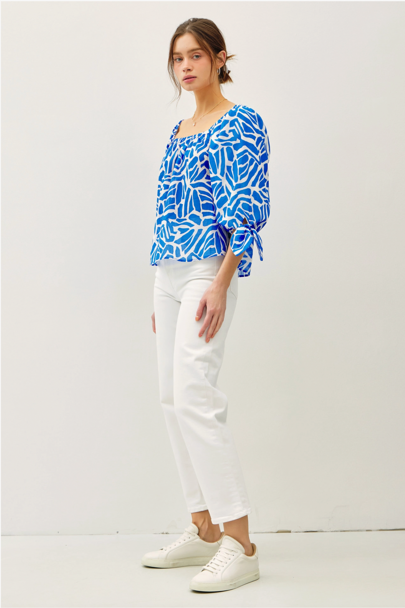 Blue Breeze Tie Sleeve Blouse