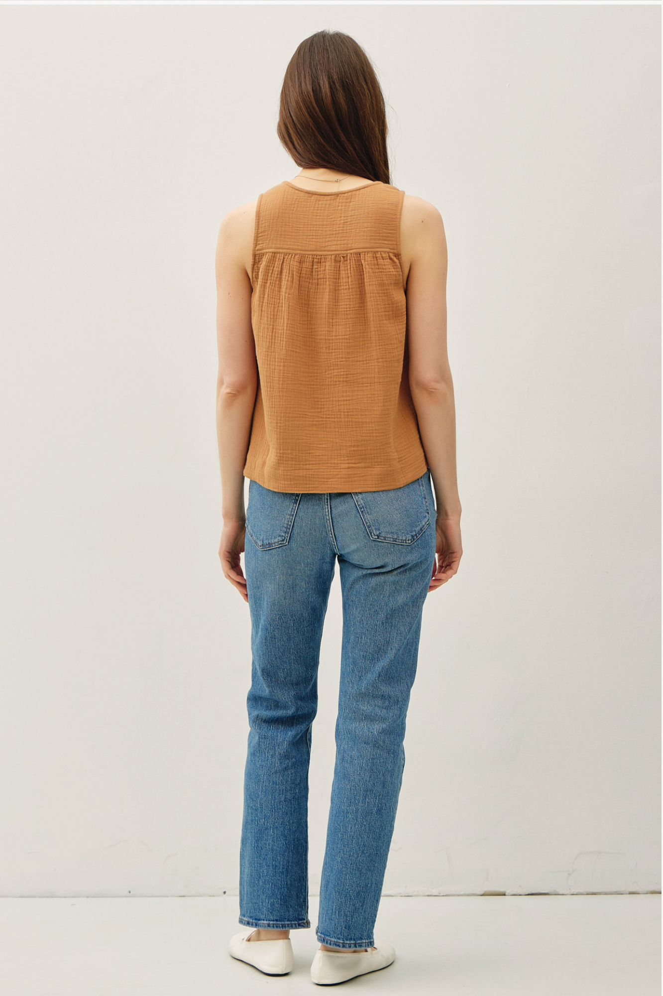 Cotton Gauze Button Front Tank