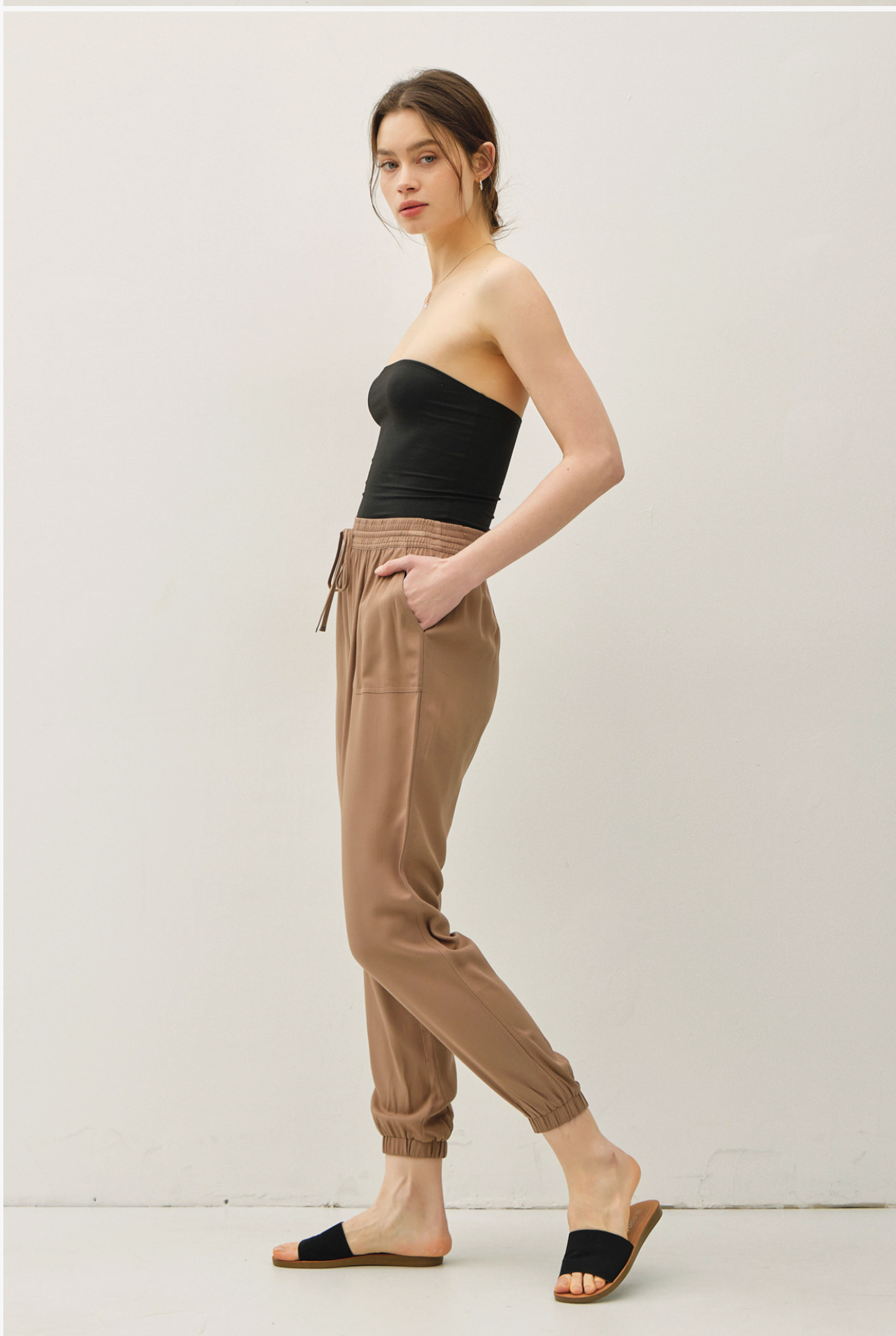 High Rise Elastic Waist Joggers