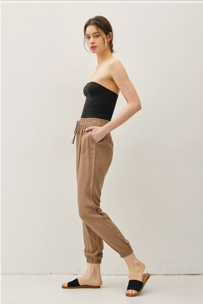 High Rise Elastic Waist Joggers