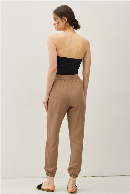 High Rise Elastic Waist Joggers