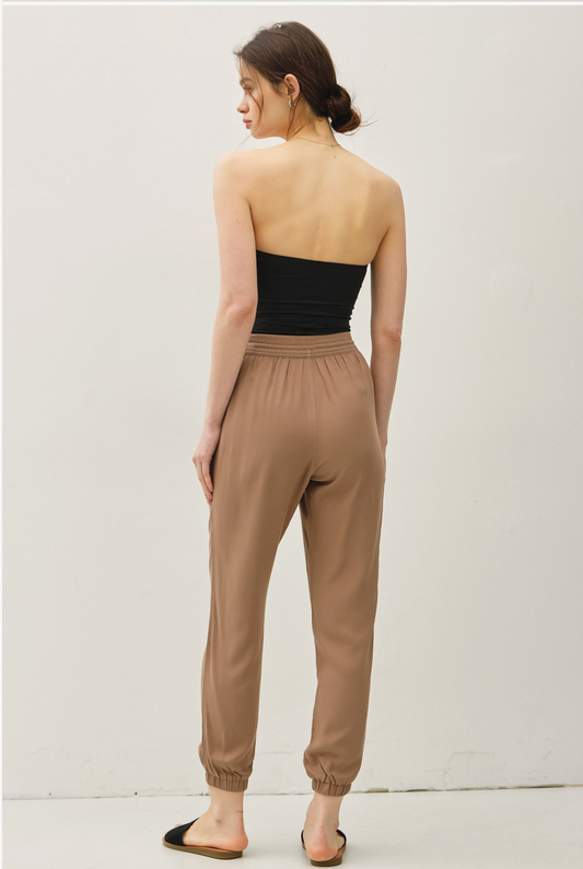 High Rise Elastic Waist Joggers