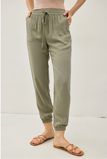 High Rise Elastic Waist Joggers