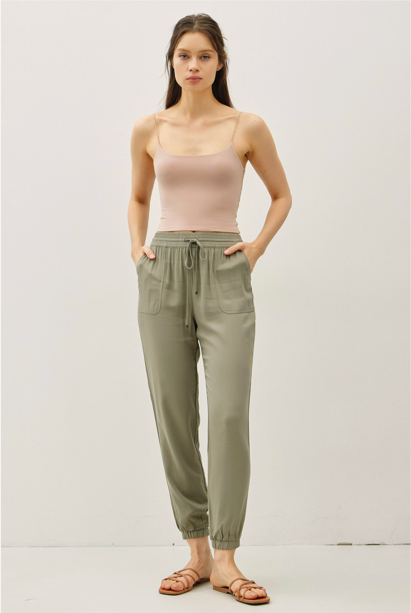 High Rise Elastic Waist Joggers