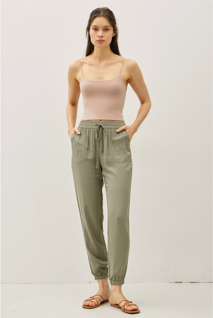 High Rise Elastic Waist Joggers