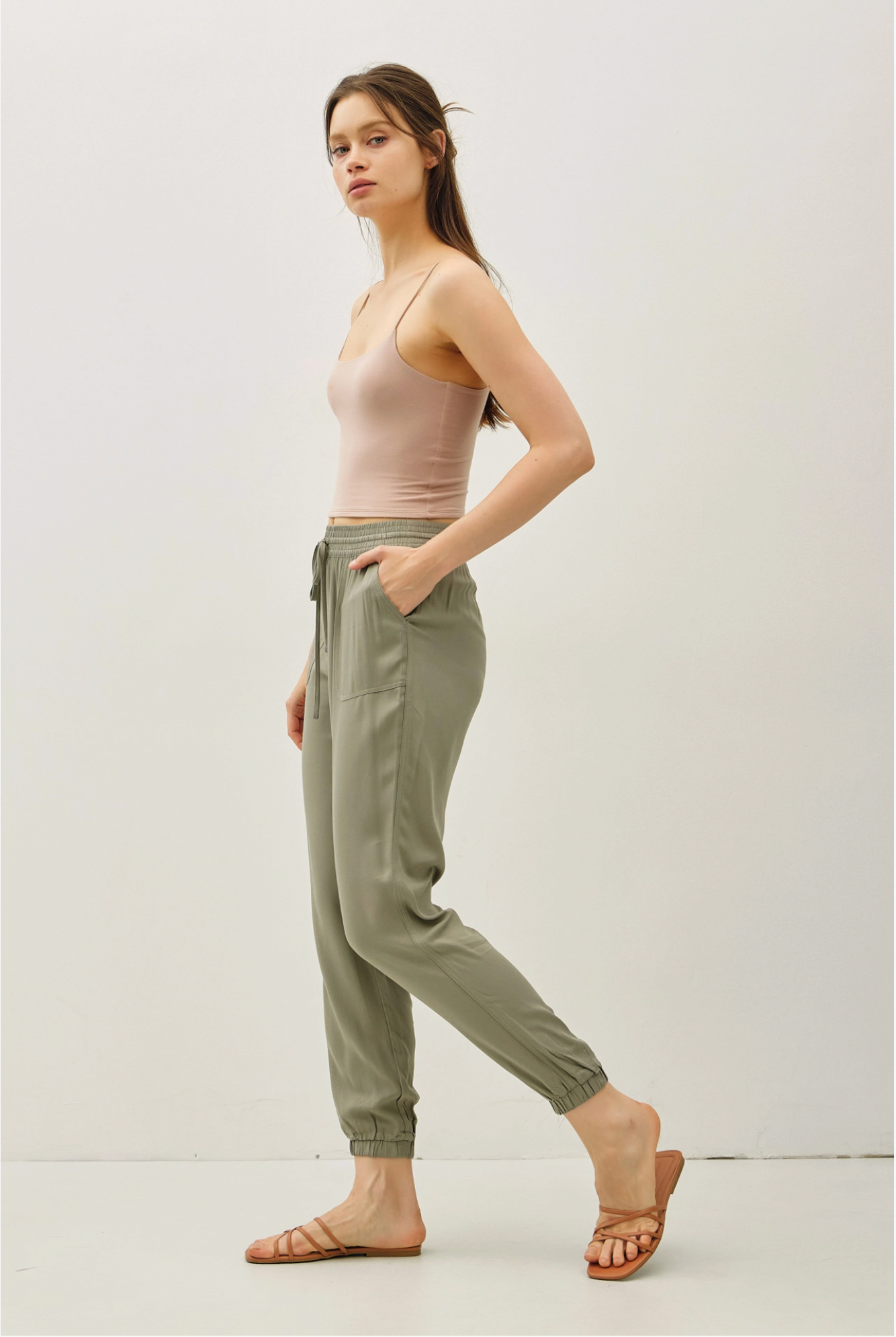 High Rise Elastic Waist Joggers