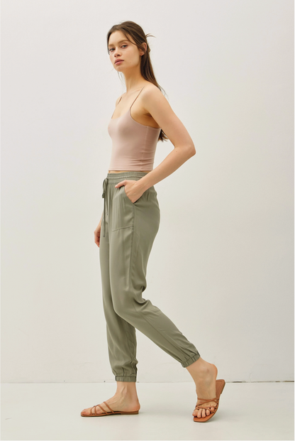 High Rise Elastic Waist Joggers