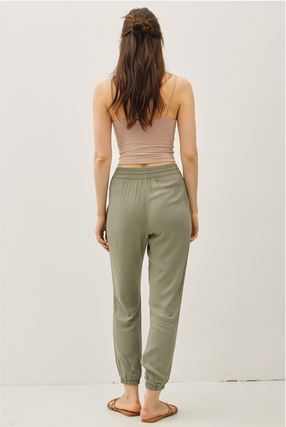 High Rise Elastic Waist Joggers