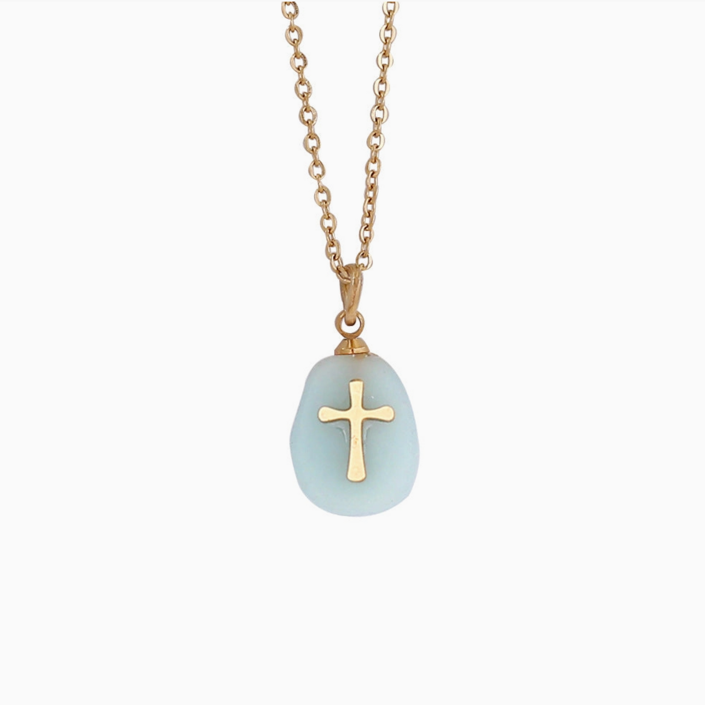 Natural Stone Cross Necklace