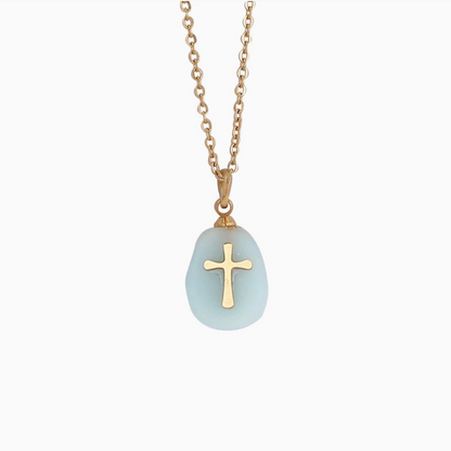 Natural Stone Cross Necklace