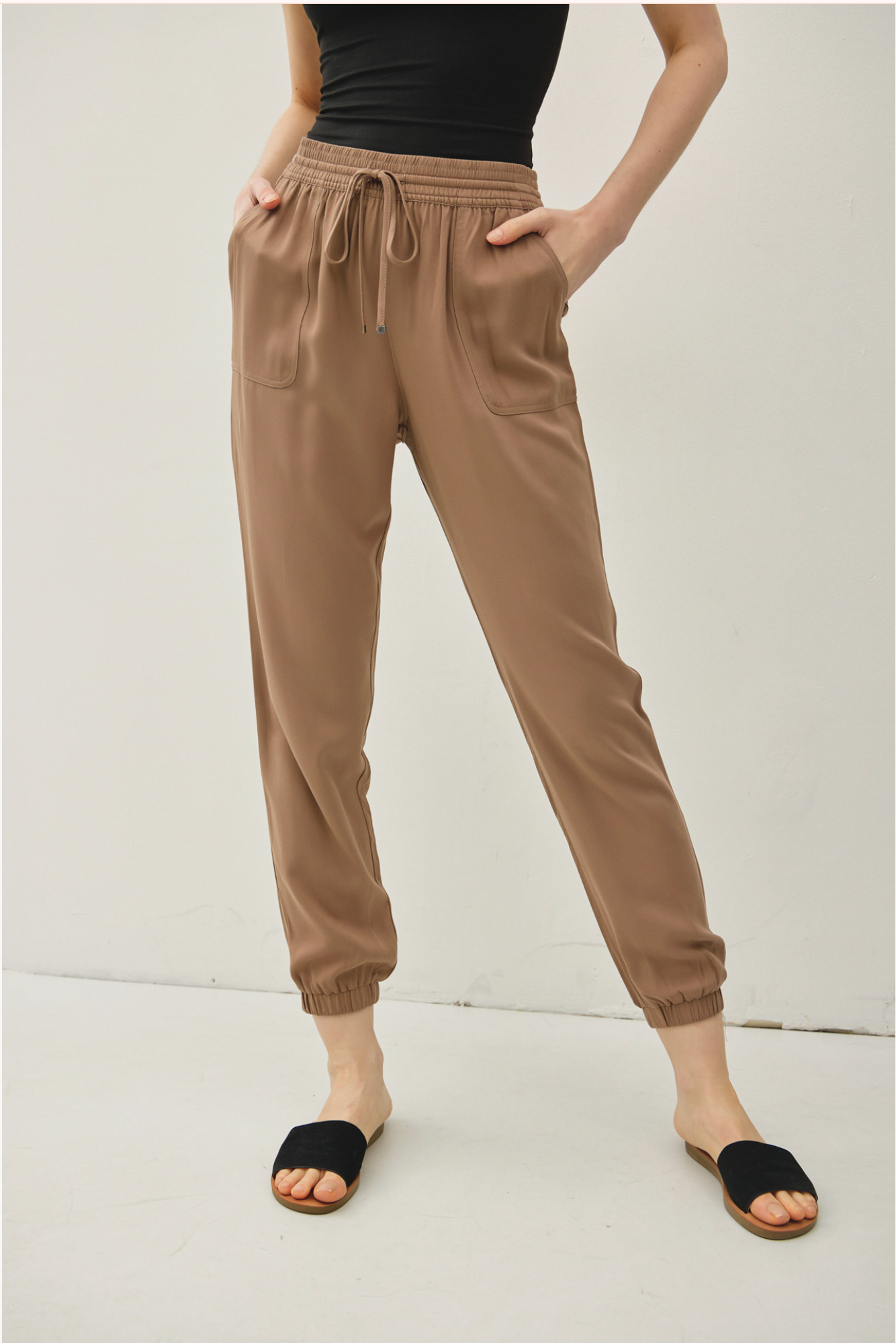 High Rise Elastic Waist Joggers