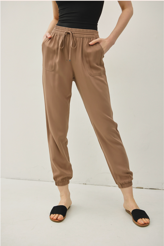 High Rise Elastic Waist Joggers