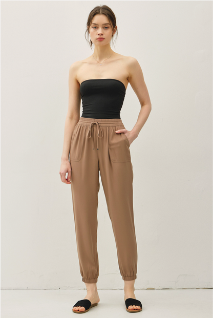 High Rise Elastic Waist Joggers