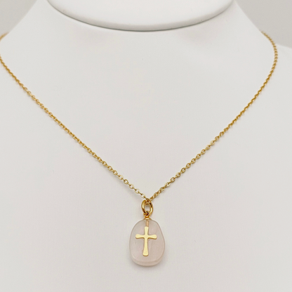 Natural Stone Cross Necklace