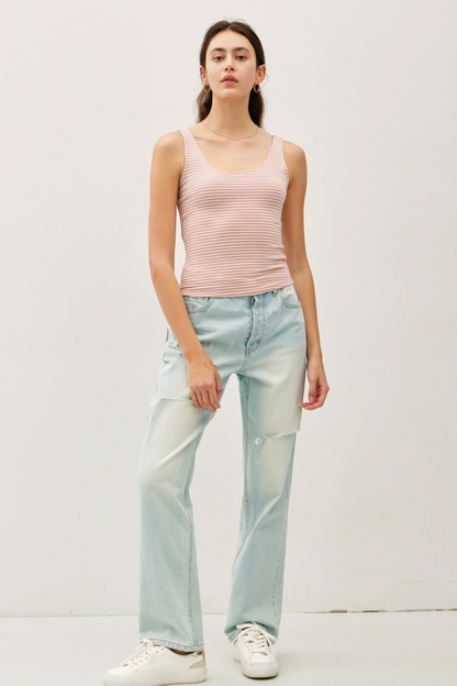 Cloudline Stripe Double Lined Tank (Blush)