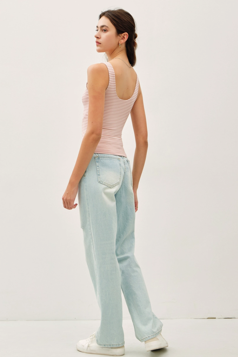 Cloudline Stripe Double Lined Tank (Blush)