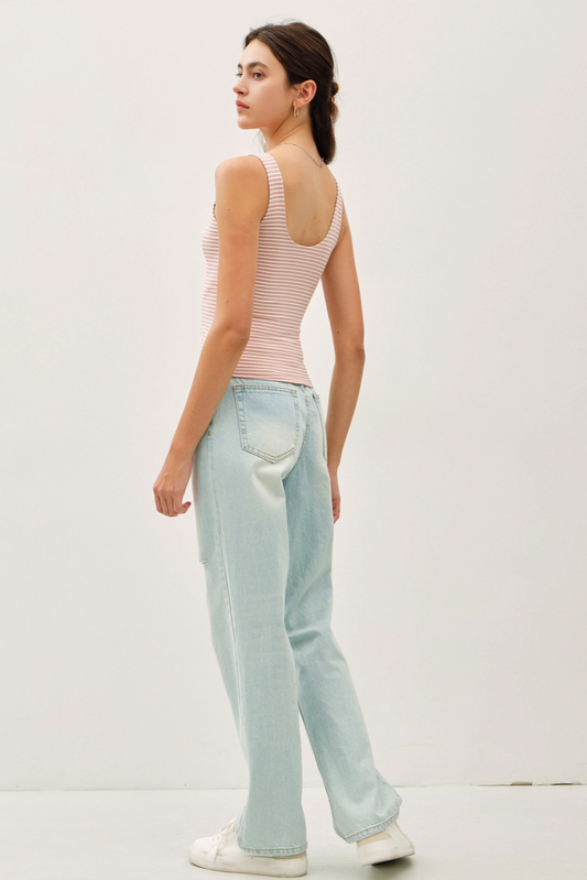 Cloudline Stripe Double Lined Tank (Blush)