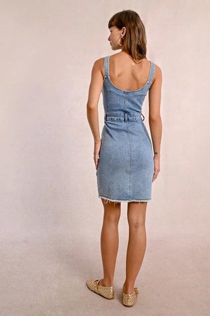 Short Button Front Denim Jumper - Back