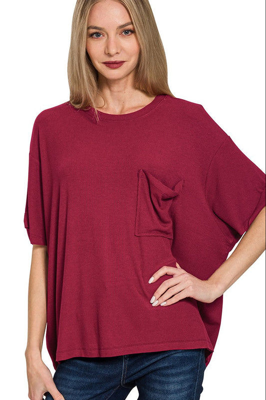  Sloane Oversized Tee Ruby Front