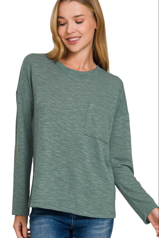 Solace Long Sleeve Tee Ash Jade Front