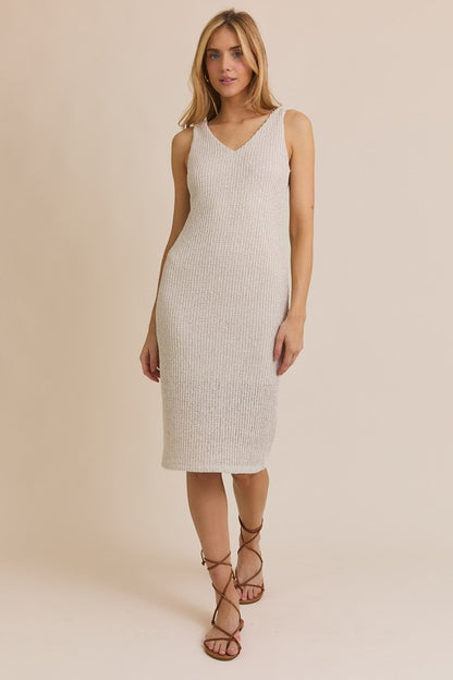 Tan Textured Midi Dress