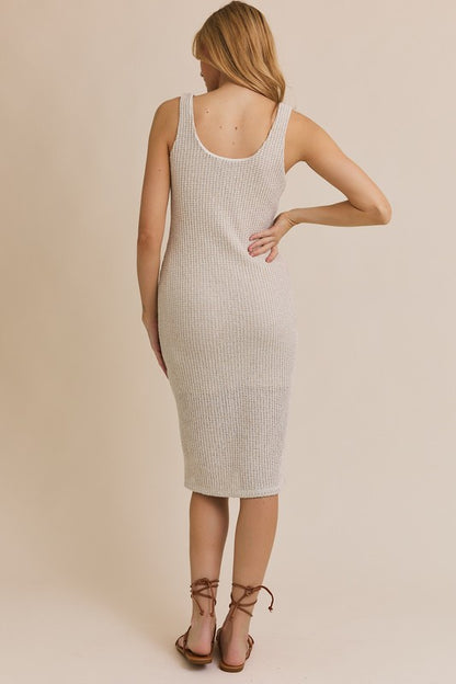 Tan Textured Midi Dress back