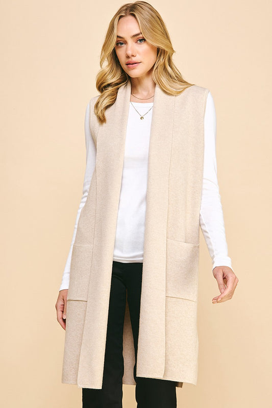 The Driftwood Duster Oatmeal front vest