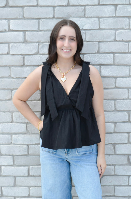 The Eloise V-Neck Ruffle Top Front