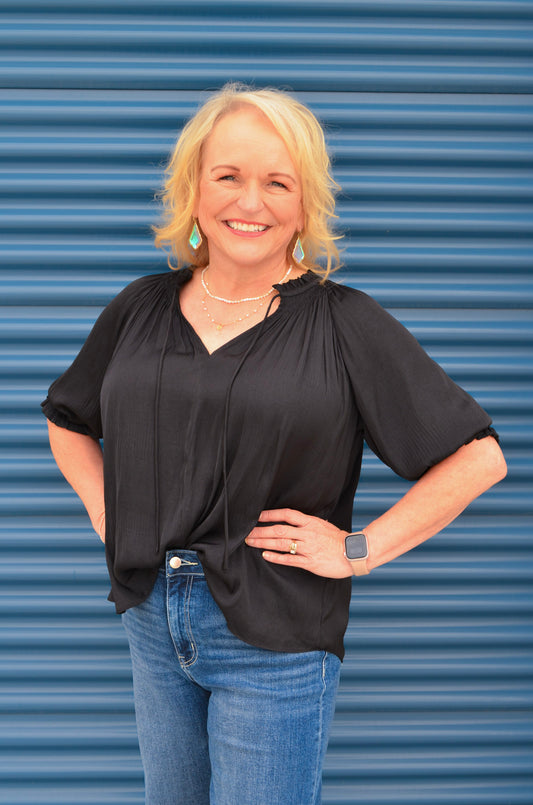 The Raven Ruffle Tie Front Blouse Front