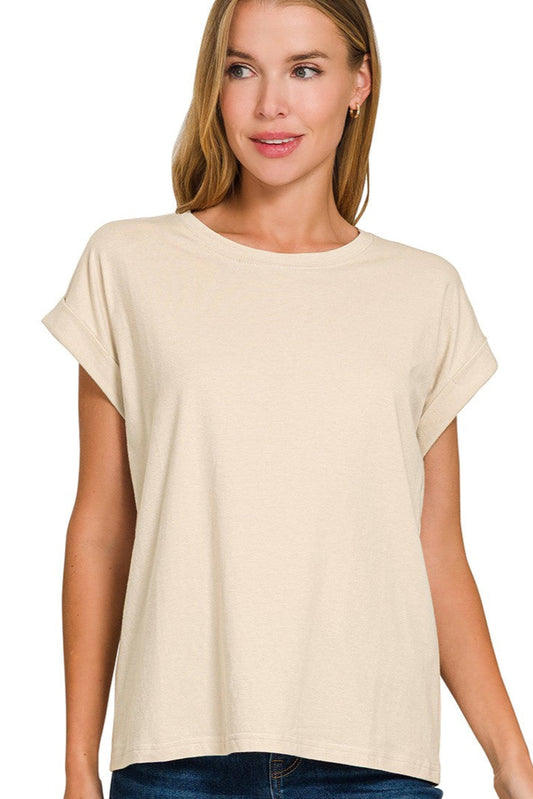 The Reese Relaxed Tee Sand Beige Front