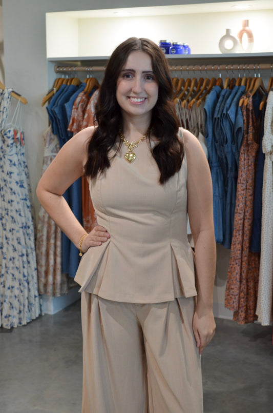 The Summit Sleeveless Peplum Top Front