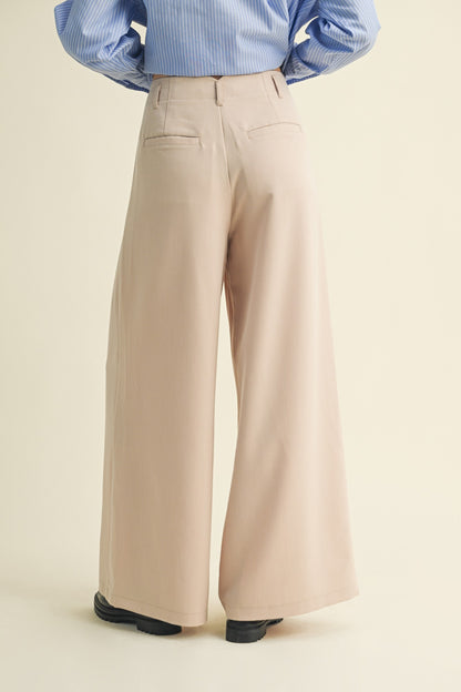 Beige wide-leg pants 