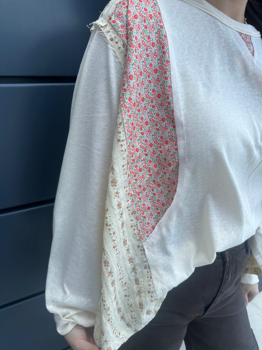 Wildflower Knit Top Floral Patch Work Details