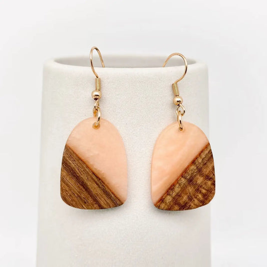Wood & Resin Pendant Earrings