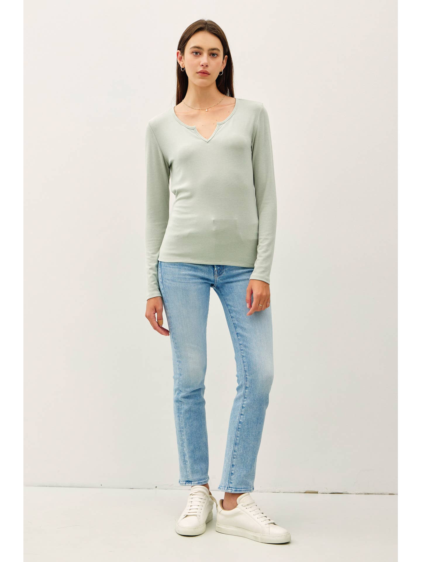 The Simple Grace Split Neck Top