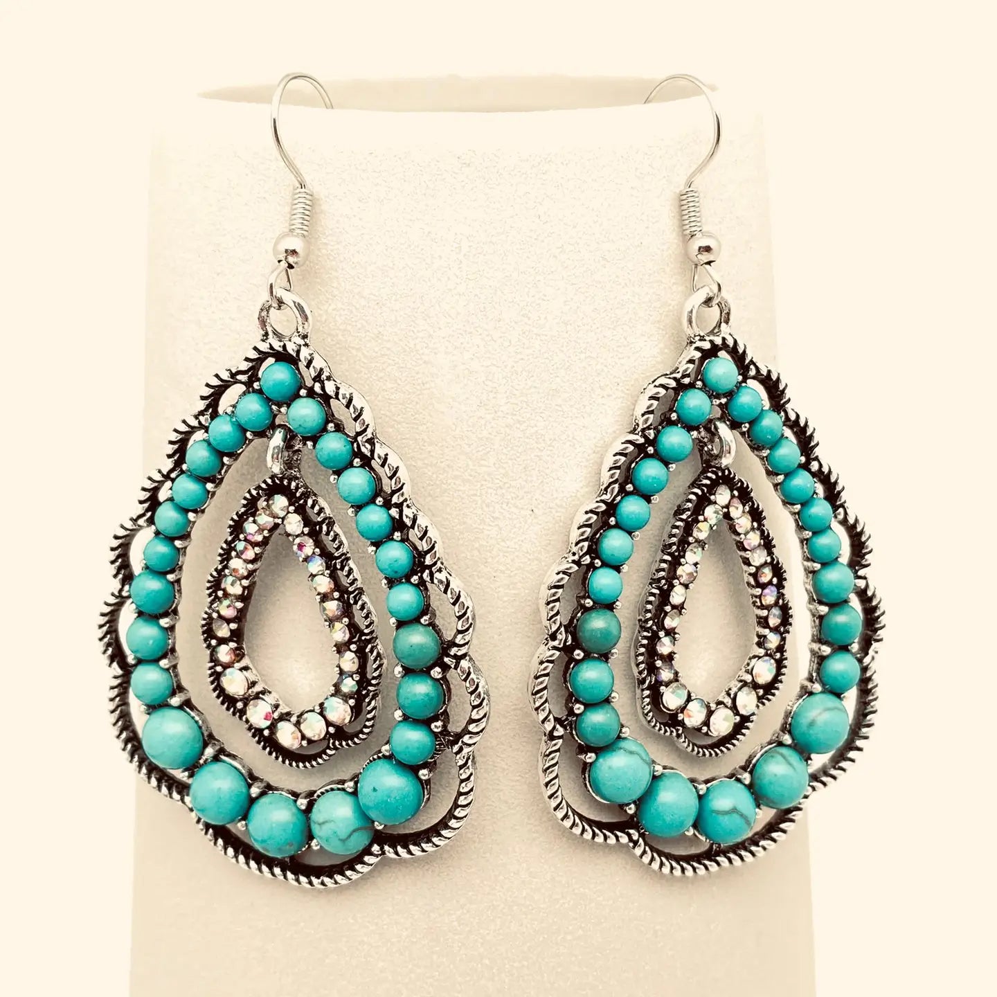 Rhinestone Turquoise Teardrop Earrings
