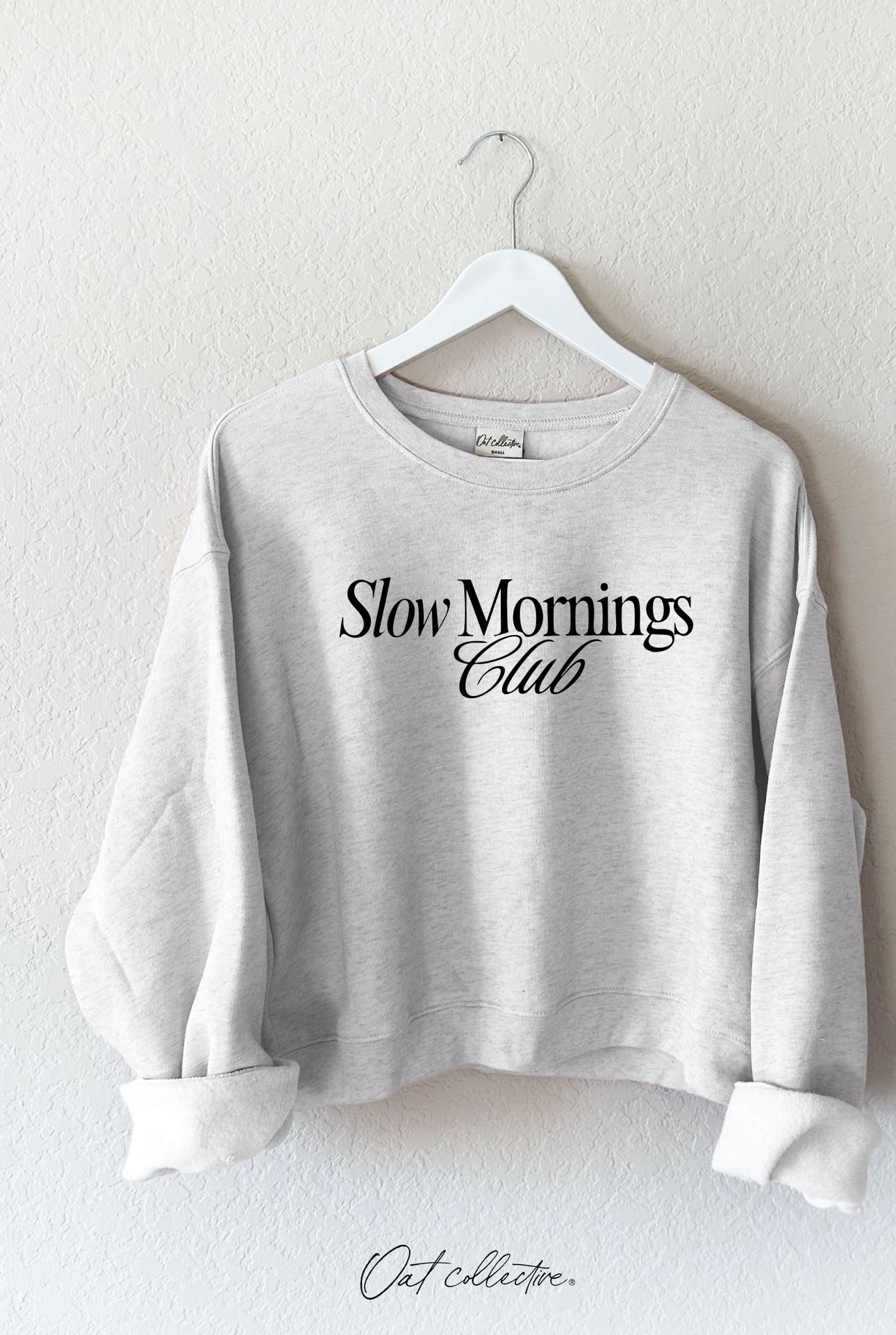Slow Mornings Club Cropped Graphic Pullover