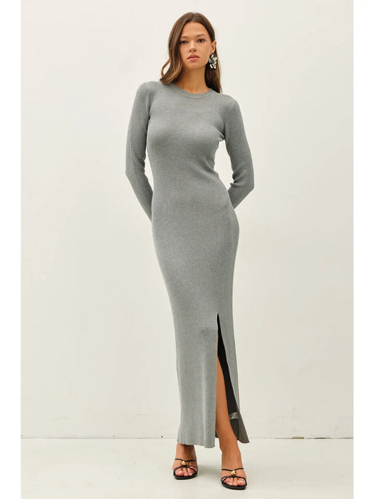 Long Sleeve Ribbed Maxi Sweater Dress