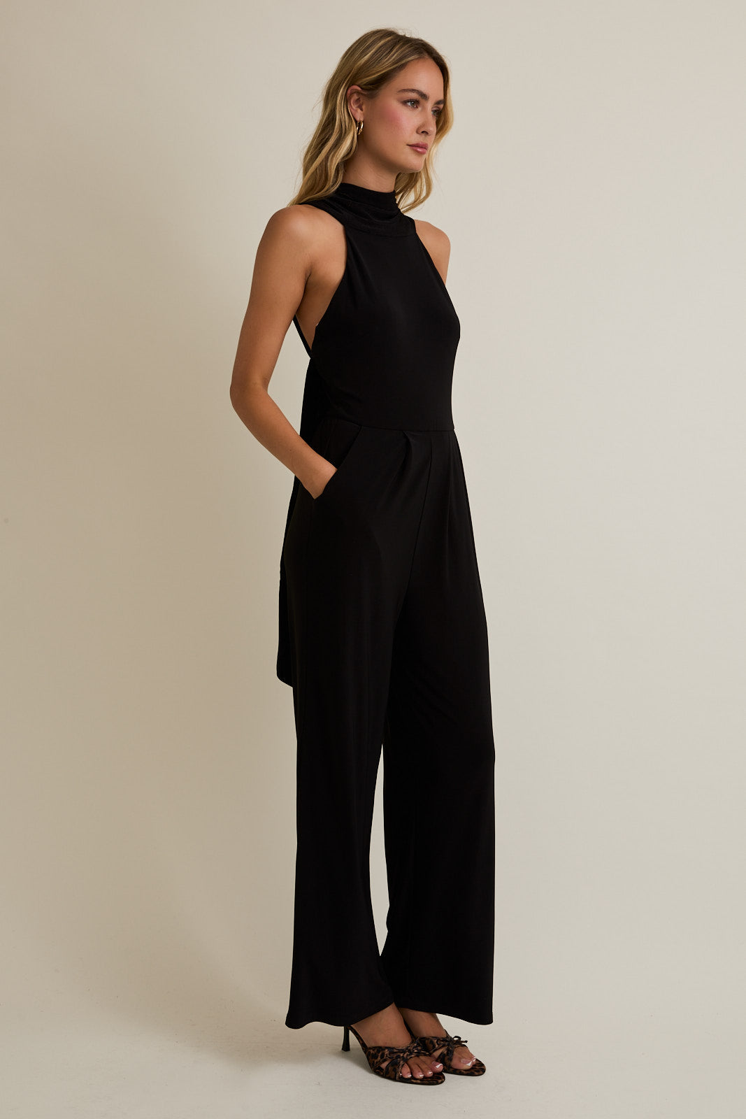 The Back Tie Affair Mock Neck Jumpsuit