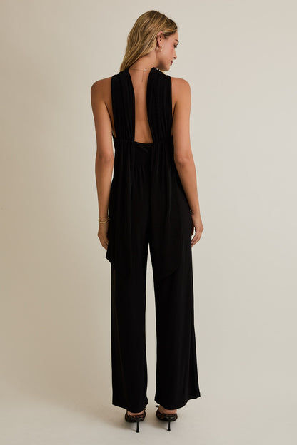 The Back Tie Affair Mock Neck Jumpsuit