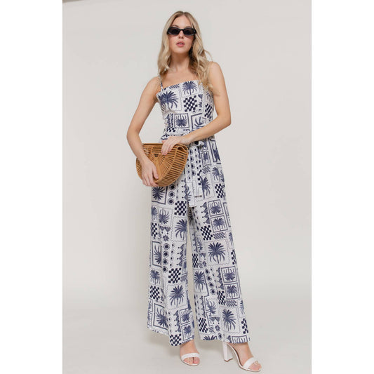 Santorini Palm Print Jumpsuit